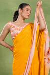 Shop_Tuhina Srivastava_Yellow Georgette, Silk Beads, Tassels, Embroidery Ombre Saree With Blouse _Online_at_Aza_Fashions