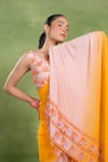 Tuhina Srivastava_Yellow Georgette, Silk Beads, Tassels, Embroidery Ombre Saree With Blouse _at_Aza_Fashions