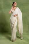 Buy_Tuhina Srivastava_Off White Crepe, Silk, Velvet, Net Zari, Embroidery Sweetheart Saree With Blouse _Online_at_Aza_Fashions