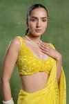 Tuhina Srivastava_Yellow Crepe, Silk, Velvet, Net Tassels, Zari, Jaal And Saree With Blouse _at_Aza_Fashions