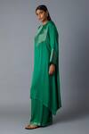 Buy_Vasstram_Green Modal, Satin, Silk Zari, Embroidery Round Rasna Banarasi Kurta And Pant Set _at_Aza_Fashions