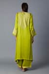 Shop_Vasstram_Lime Modal, Satin, Silk Zari Round Neck Rasna Banarasi Kurta And Pant Set _at_Aza_Fashions