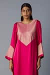 Shop_Vasstram_Pink Modal, Satin, Silk Zari Round Neck Rasna Banarasi Kurta And Pant Set _Online_at_Aza_Fashions