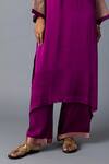 Vasstram_Purple Modal, Satin, Silk Zari Round Neck Rasna Banarasi Kurta With Pant _Online_at_Aza_Fashions