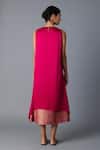 Shop_Vasstram_Pink Modal, Satin, Silk Zari Round Neck Chameli Striped Dress _at_Aza_Fashions