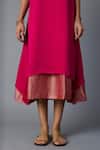 Vasstram_Pink Modal, Satin, Silk Zari Round Neck Chameli Striped Dress _at_Aza_Fashions