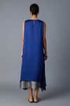 Shop_Vasstram_Blue Modal, Satin, Silk Zari Round Neck Chameli Striped Layered Dress _at_Aza_Fashions