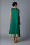 Shop_Vasstram_Green Modal, Satin, Silk Zari, Embroidery Halter Neck Chameli Dress _at_Aza_Fashions