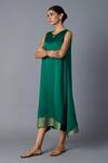 Vasstram_Green Modal, Satin, Silk Zari, Embroidery Halter Neck Chameli Dress _Online_at_Aza_Fashions