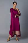 Buy_Vasstram_Purple Modal, Satin, Silk Zari Round Neck Chameli Striped Layered Dress _at_Aza_Fashions