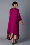 Shop_Vasstram_Purple Modal, Satin, Silk Zari Round Neck Chameli Striped Layered Dress _at_Aza_Fashions