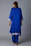 Shop_Vasstram_Blue Modal, Satin, Silk Zari V-neck Kamal Asymmetric Kurta And Pant Set _at_Aza_Fashions