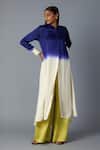 Buy_Vasstram_Blue Modal, Satin Collared Ombre Kurta And Pant Set _Online_at_Aza_Fashions