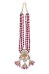 Buy_Minaki_Red Beads, Pearls, Stones Ganesha Ruby And Layered Necklace Set _Online_at_Aza_Fashions