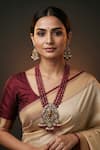 Buy_Minaki_Red Beads, Pearls, Stones Ganesha Ruby And Layered Necklace Set _at_Aza_Fashions