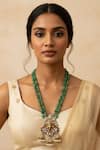Buy_Minaki_Green Ganesha Pendant Layered Beaded Necklace _at_Aza_Fashions