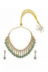 Shop Minaki Green Beads, Stones Kundan And Beaded Necklace Set at Aza Fashions Shop_Minaki_Green Beads, Stones Kundan And Beaded Necklace Set _at_Aza_Fashions