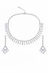 Shop_Minaki_Silver Plated Crystals Cubic Zirconia Studded Necklace And Earring Set _at_Aza_Fashions