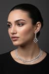 Buy_Minaki_Silver Plated Crystals Cubic Zirconia Studded Necklace And Earring Set _at_Aza_Fashions