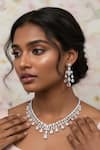 Buy_Minaki_Silver Plated Crystals Cubic Zirconia Studded Necklace And Earrings Set _at_Aza_Fashions