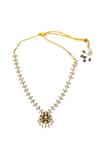 Buy_Minaki_Gold Plated Pearls, Stones Ruby Necklace And Earring Set _Online_at_Aza_Fashions