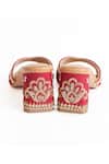 House Of Vitti India_Red Embroidery, Zari, Pearls, Sequins, Beads Heer Block Heels _at_Aza_Fashions