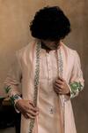 Buy_Hilo Design_Peach Silk Embroidery Gajavana Kurta With Dupatta _Online_at_Aza_Fashions