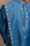 Hilo Design_Blue Embroidery Varnika Kurta With Dupatta _at_Aza_Fashions