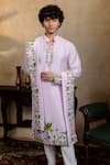 Buy_Hilo Design_Lavender Silk Embroidery Taruni Hamsa Kurta With Dupatta _at_Aza_Fashions