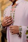Hilo Design_Lavender Silk Embroidery Taruni Hamsa Kurta With Dupatta _Online_at_Aza_Fashions