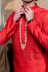 Buy_Hilo Design_Red Silk Embroidery Padma Gopala Kurta 