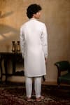 Shop_Hilo Design_White Silk Embroidery Devalaya Kurta _at_Aza_Fashions