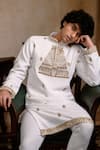 Buy_Hilo Design_White Silk Embroidery Devalaya Kurta 