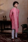Shop_Hilo Design_Pink Silk Embroidery Prism Motif Kurta With Dupatta _Online_at_Aza_Fashions