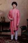 Buy_Hilo Design_Pink Silk Embroidery Prism Motif Kurta With Dupatta _at_Aza_Fashions