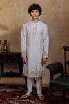 Buy_Hilo Design_White Silk Embroidery Mandala Kurta With Dupatta _Online_at_Aza_Fashions