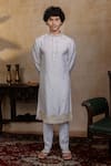 Buy_Hilo Design_White Silk Embroidery Mandala Kurta With Dupatta _at_Aza_Fashions