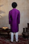 Shop_Hilo Design_Purple Silk Embroidery, Sequins Mayura Cham Kurta With Dupatta _at_Aza_Fashions