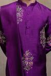 Buy_Hilo Design_Purple Silk Embroidery, Sequins Mayura Cham Kurta With Dupatta _Online_at_Aza_Fashions