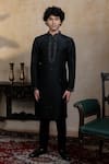 Buy_Hilo Design_Black Embroidery Kajal Phool Kurta _Online_at_Aza_Fashions