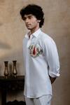 Hilo Design_White Cotton Embroidery Sri Vari Sutra Shirt _Online_at_Aza_Fashions
