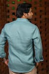 Shop_Hilo Design_Blue Linen Embroidery Azure Breeze Shirt _at_Aza_Fashions