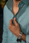 Shop_Hilo Design_Blue Linen Embroidery Azure Breeze Shirt _Online_at_Aza_Fashions