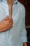 Shop_Hilo Design_Sky Blue Linen Pearl Drift Shirt _Online_at_Aza_Fashions