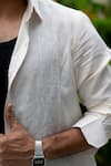 Hilo Design_Ivory Linen Embroidery Coastal Calm Shirt _at_Aza_Fashions