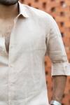 Shop_Hilo Design_Beige Linen Embroidery Oasis Dune Shirt _Online_at_Aza_Fashions