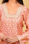 Shop_Grass & Sunshine_Pink Chanderi Lace, Embroidery, Zari, Rose Twilight Printed Kurta Sharara Set _Online_at_Aza_Fashions