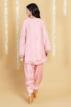 Shop_Grass & Sunshine_Pink Viscose Lace, Embroidery, Tassels, Zari Blush Horizon Bell Sleeve Kurta Set _at_Aza_Fashions