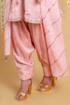 Buy_Grass & Sunshine_Pink Viscose Lace, Embroidery, Tassels, Zari Blush Horizon Bell Sleeve Kurta Set _Online_at_Aza_Fashions