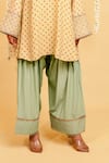 Buy_Grass & Sunshine_Beige Viscose Embroidery V-neck Meadow Bloom Kurta And Farshi Salwar Set _Online_at_Aza_Fashions